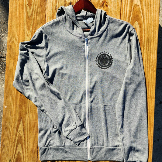 Triblend Full Zip Hooded Tee Grey