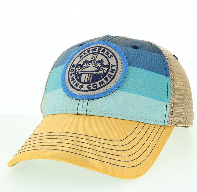 Blue stripe trucker OFA w/ Alewerks Circle khaki/pacific