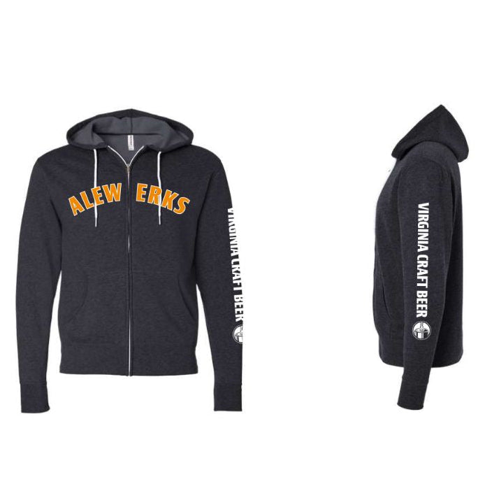 Alewerks Fall 2025 Charcoal Full Zip Up Hoodie