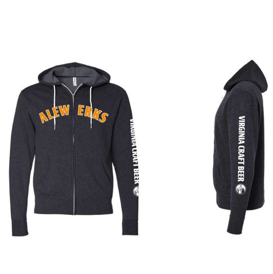 Alewerks Fall 2025 Charcoal Full Zip Up Hoodie