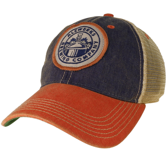 Navy/orange trucker OFA w/ Alewerks Circle khaki/orange