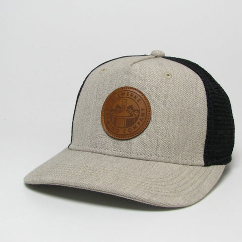 Tan Leather Patch Trucker Hat
